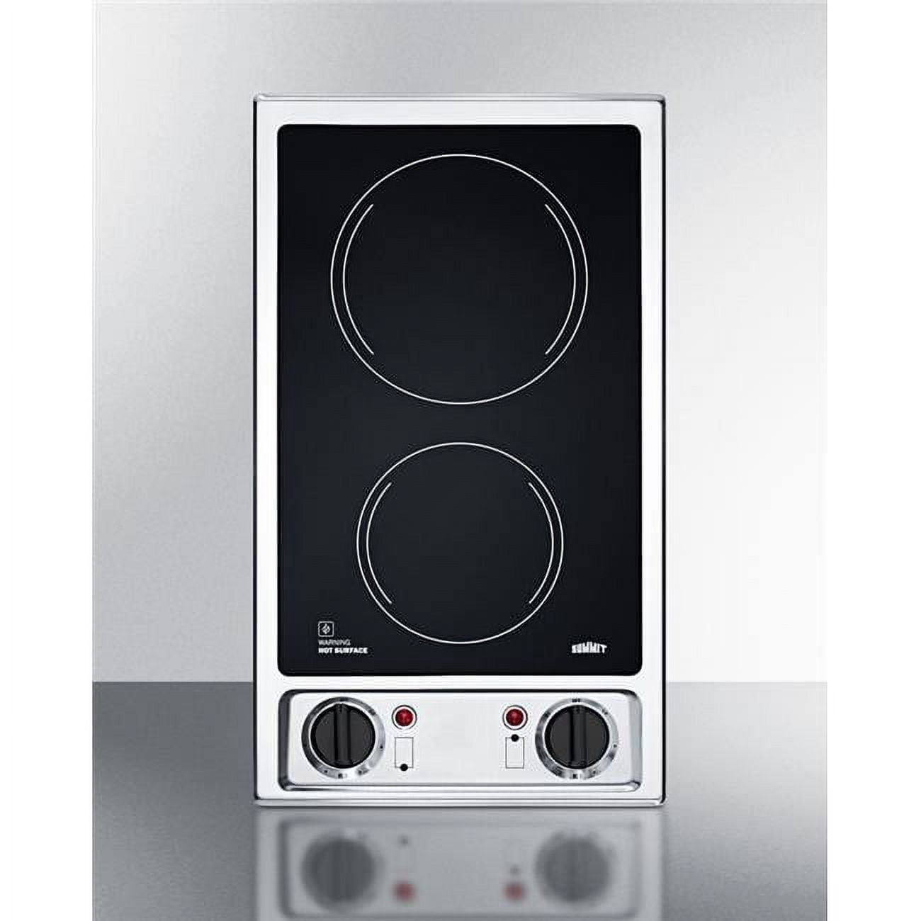 Summit Appliance CR2B120 115V 2-Burner Electric Cooktop with Stainless  Steel Trim 