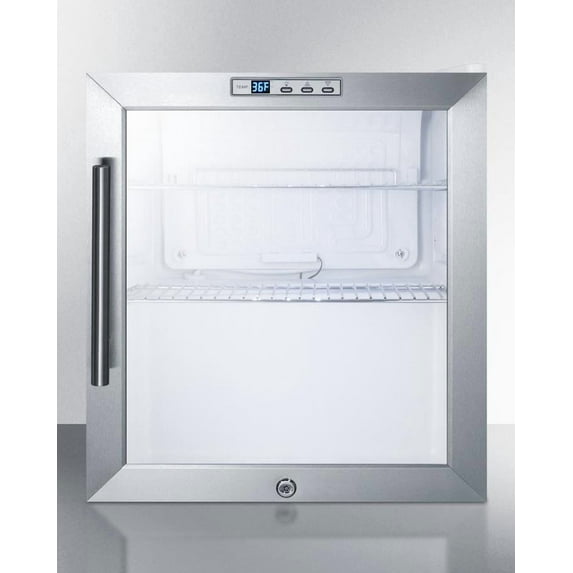 Summit Appliance SCR215LCSS 17 Commercially Approved Compact Beverage Center with 1.7 cu. ft. Capacity 2 Adjustable Chrome Shelves Automatic Defrost and Lock in Stainless Steel