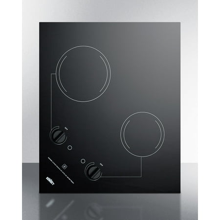 Summit Appliance - 21" Built-In Electric Cooktop with 2 Burners and Residual Heat Indicator - Black