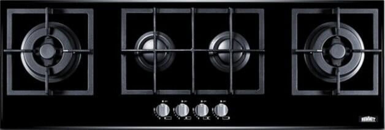 Summit 43'' Black Tempered Glass 4-Burner Gas Cooktop