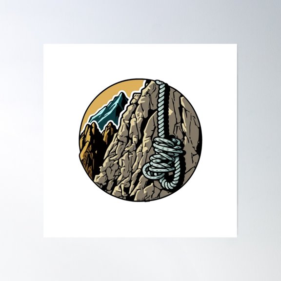 Summit Ascent: Mountain Climbing Rope Design Poster Wall Art, Modern Wall Decor, 30x30 UNFRAMED