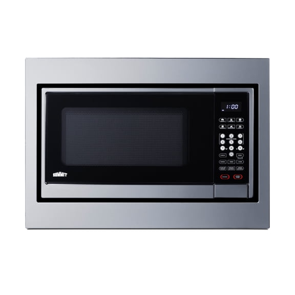 Summit Built-in Microwave with Trim Kit, Fits 24 Inch Spaces 1.2 cu.ft., Stainless Steel - SMBI24