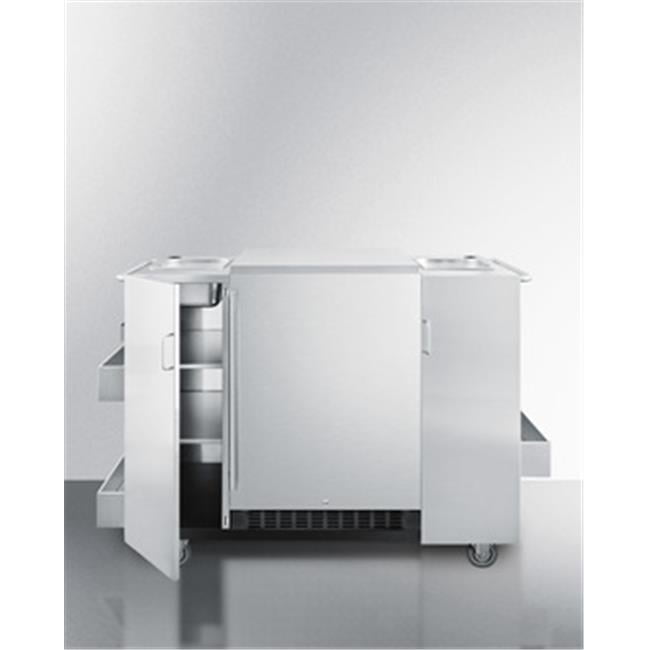 Summit 61-Inch Freestanding Cart With 24-Inch 4.6 Cu. Ft. Outdoor Rated Compact Refrigerator
