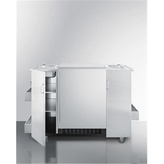 Summit 61-Inch Freestanding Cart With 24-Inch 4.6 Cu. Ft. Outdoor Rated Compact Refrigerator