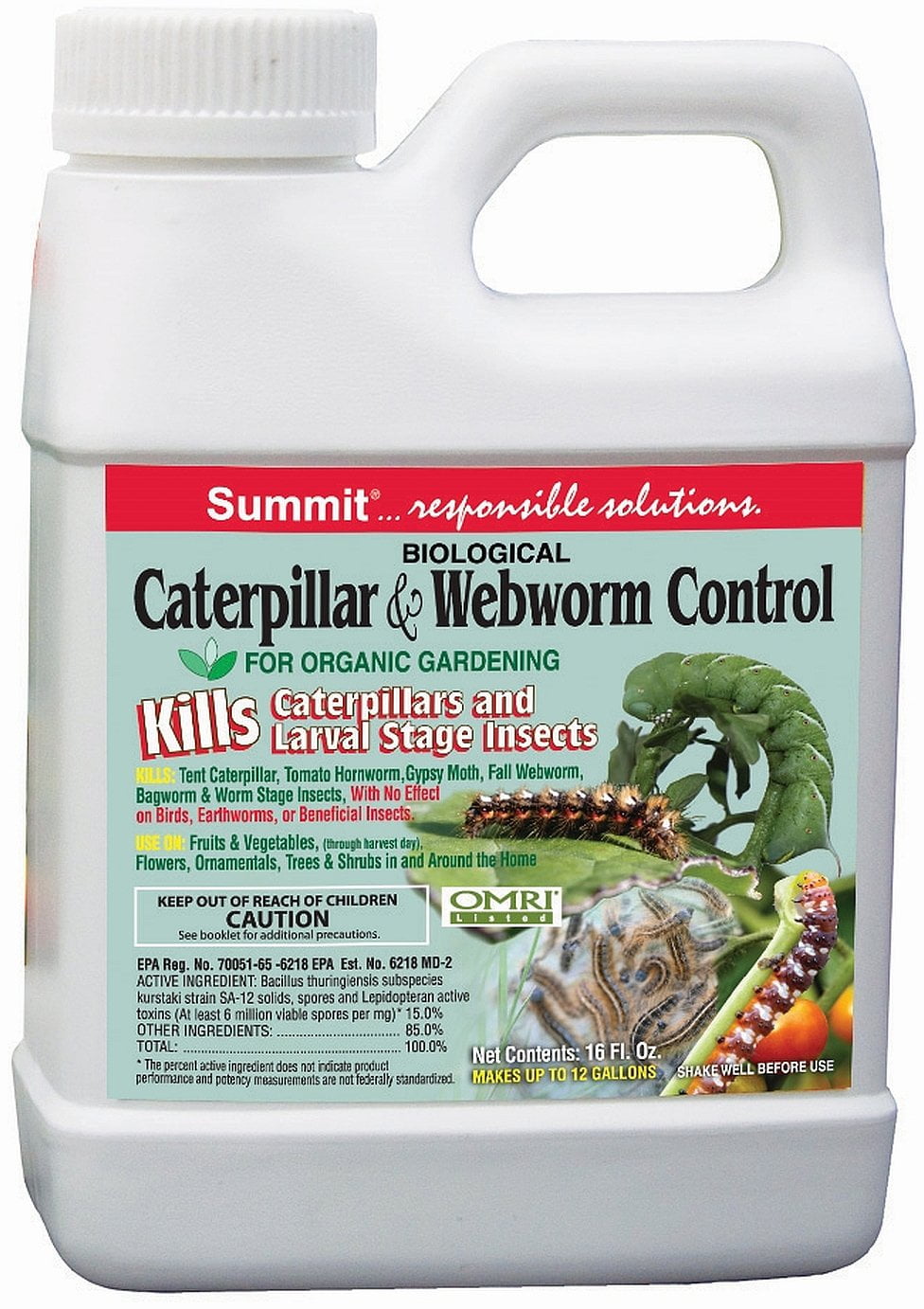 Summit Chemical Outdoor Organic Thuricide Caterpillars & Webworms Insecticide Spray