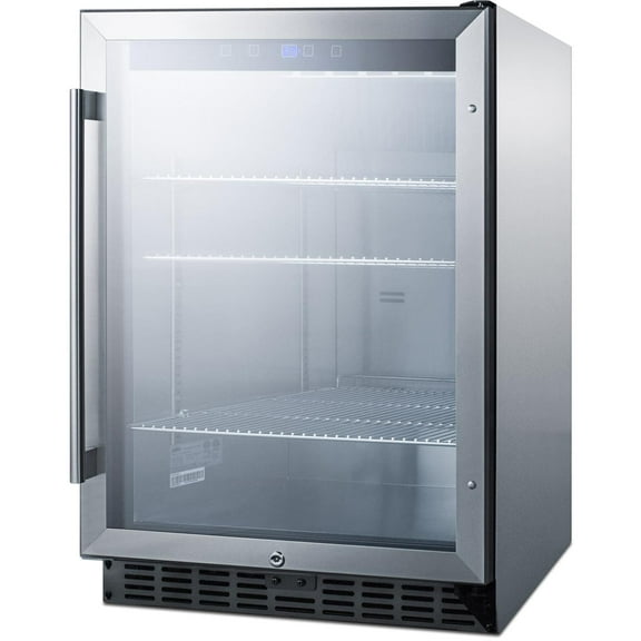 Summit Commercial 24-Inch 5.0 Cu. Ft. Outdoor Rated Built-In / Freestanding Beverage Center - SCR611GLOS