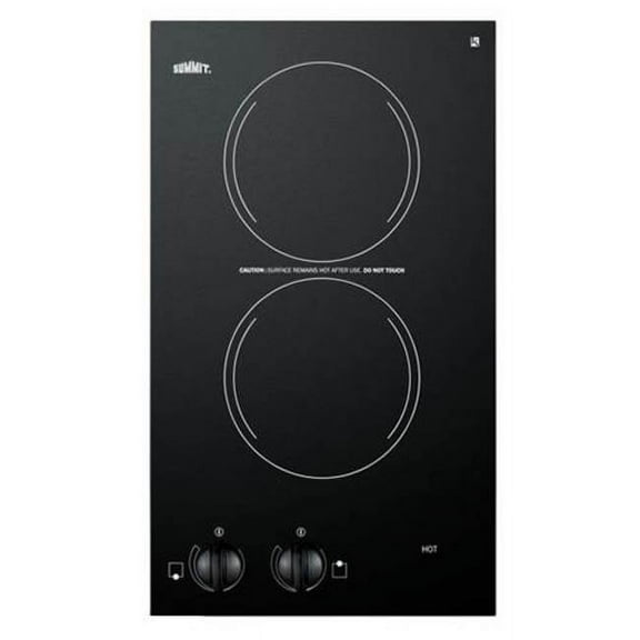 CR2110 12 Smoothtop Electric Cooktop With 2 1200W Burners Push-To-Turn Controls Black Ceramic Glass Surface Residual Heat Light 115V operation In Black"
