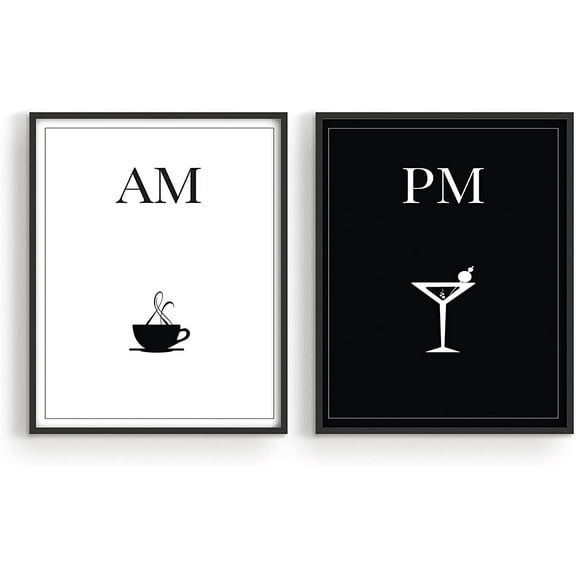 Summit Designs Coffee and Alcohol Wall Art for Home Decor, Perfect Gift for Coffee and Cocktail Lovers, Ready-to-Frame Prints for Kitchen, Bar, or Office, Unframed Set of 2 (8x10")