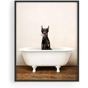 Summit Designs Doberman Bathroom Art Poster Print - Funny Cute Unique Bathroom Bathtub Dog Puppy, Doberman Wall Decor, Unframed Single 11x14