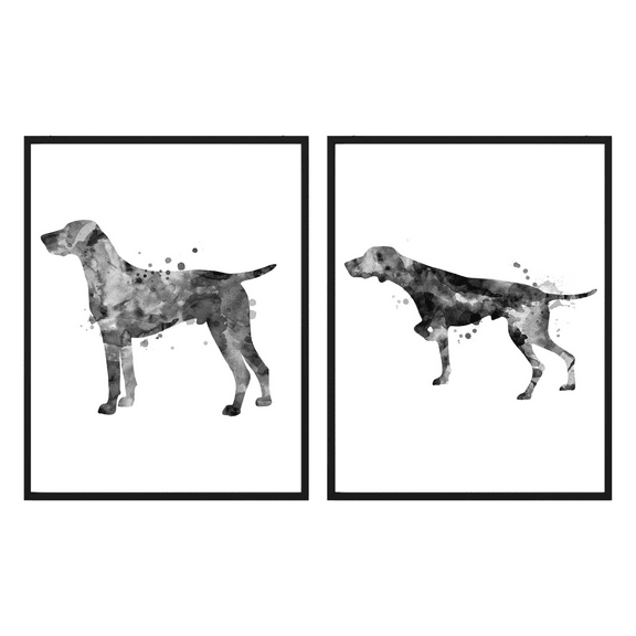 Summit Designs German Short Haired Pointer Watercolor Dog Puppy Prints, Unframed Set of 2 (11x14")