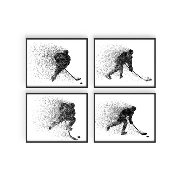Summit Designs Hockey Wall Art Prints, Hockey Posters, Hockey Room Decor For Men Kids Teenagers, Ice Hockey Poster Set For Bedroom Man Cave, Ice Hockey Wall Decor, Unframed Set of 4 (8x10")