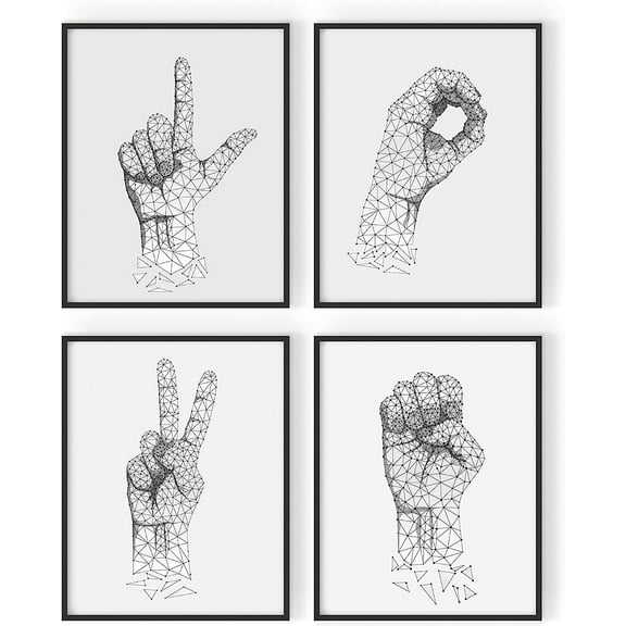 Summit Designs Love Sign Language Poster - Love Decor, Love Sign Decor, Love Wall Decor, I Love You Sign, Sign Language Gifts, Home Decor Sign, Living Room Sign, Unframed Set of 4 (8x10)