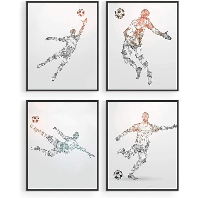 Summit Designs Soccer Wall Art, Set of 4, Unframed 8x10", Ideal for