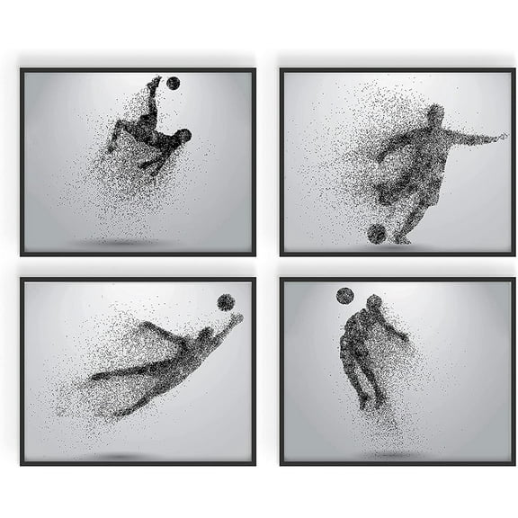 Summit Designs Soccer Wall Art Prints, Soccer Room Decor For Men Kids Teenagers, Soccer Poster Set For Bedroom Man Cave, Soccer Wall Decor, Unframed Set of 4 (8x10")