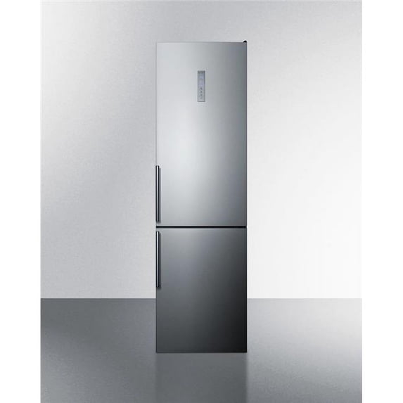 Summit FFBF192SSIMLHD 1.3A Frost Free Bottom Freezer with Installed Icemaker & Fingerprint-Free Stainless Look Doors