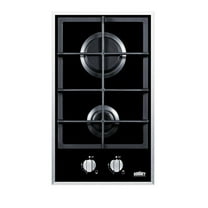 12" Wide 2-Burner Gas Cooktop, Black Glass