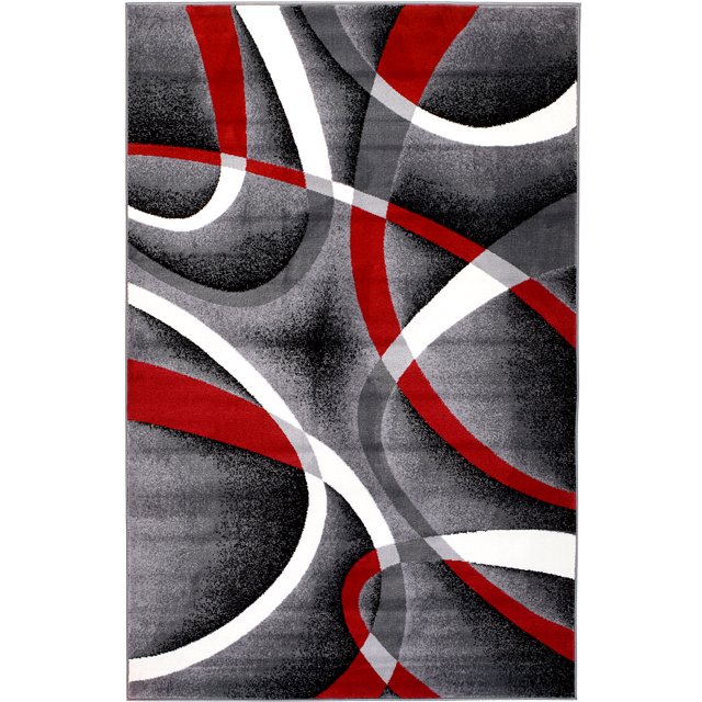 Summit Grey, White, Red Abtract Area Rug (5' x 7') - Walmart.com