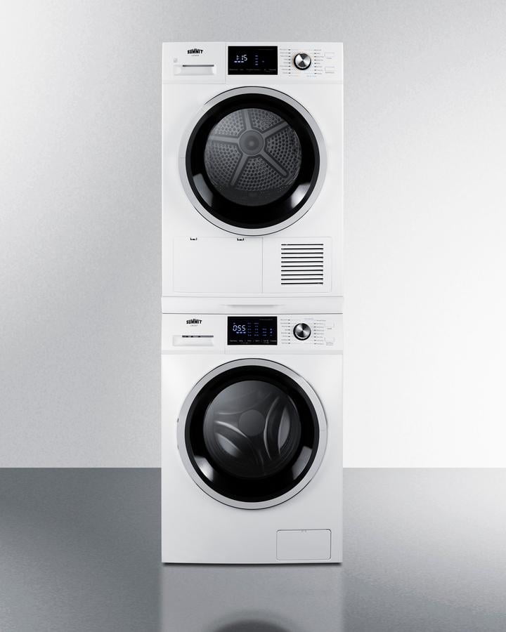 Compact White Electric Stacking Washer and Dryer Set