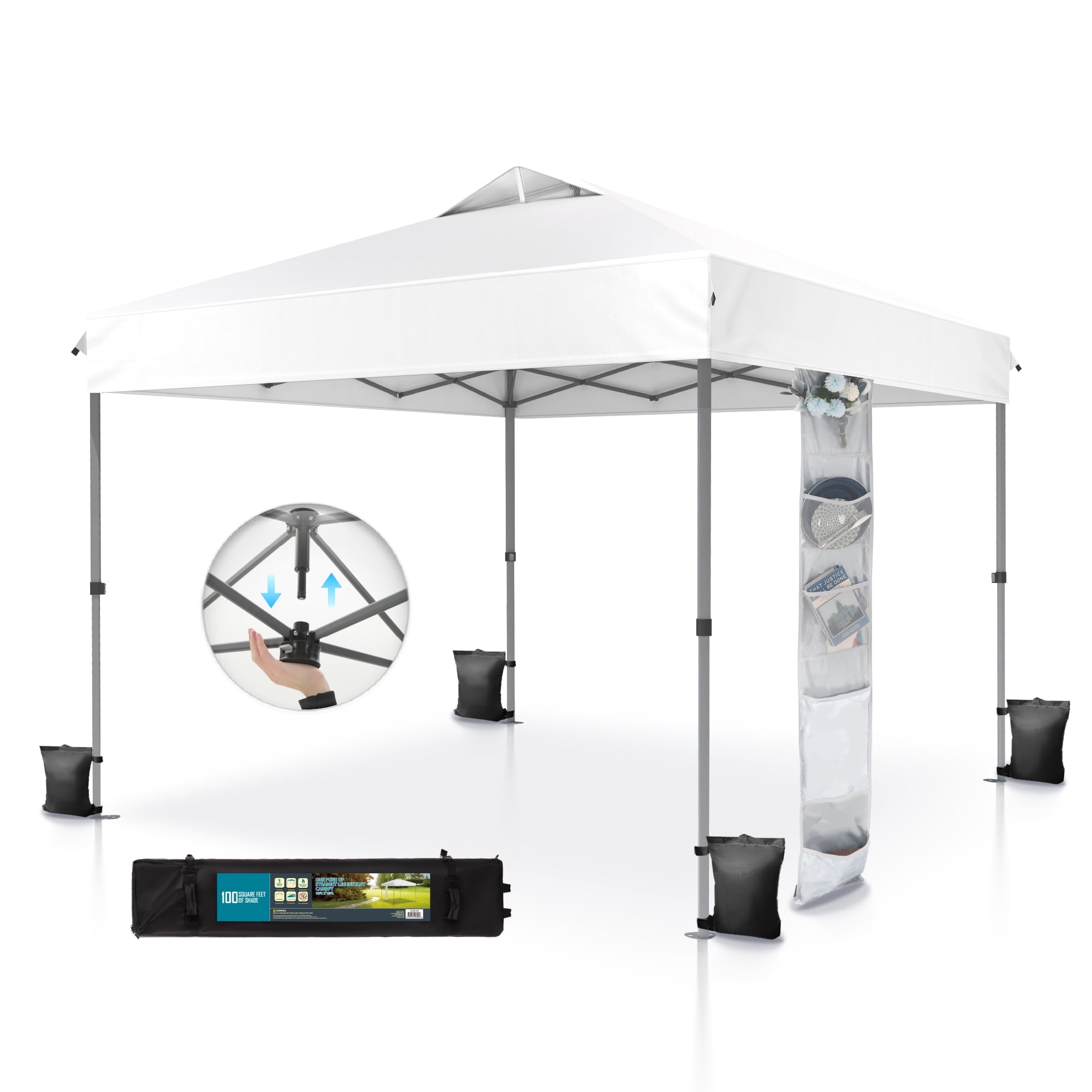 Walmart discount codes: Summit Living 10x10ft White Pop-Up Canopy Tent with Straight Legs - Outdoor Instant Canopy with Wheeled Bag