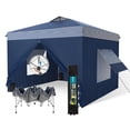 thumbnail image 1 of Summit Living 10' x 10' Pop up Canopy Tent with Sidewalls for Outside, Blue and White Stripes, 1 of 8