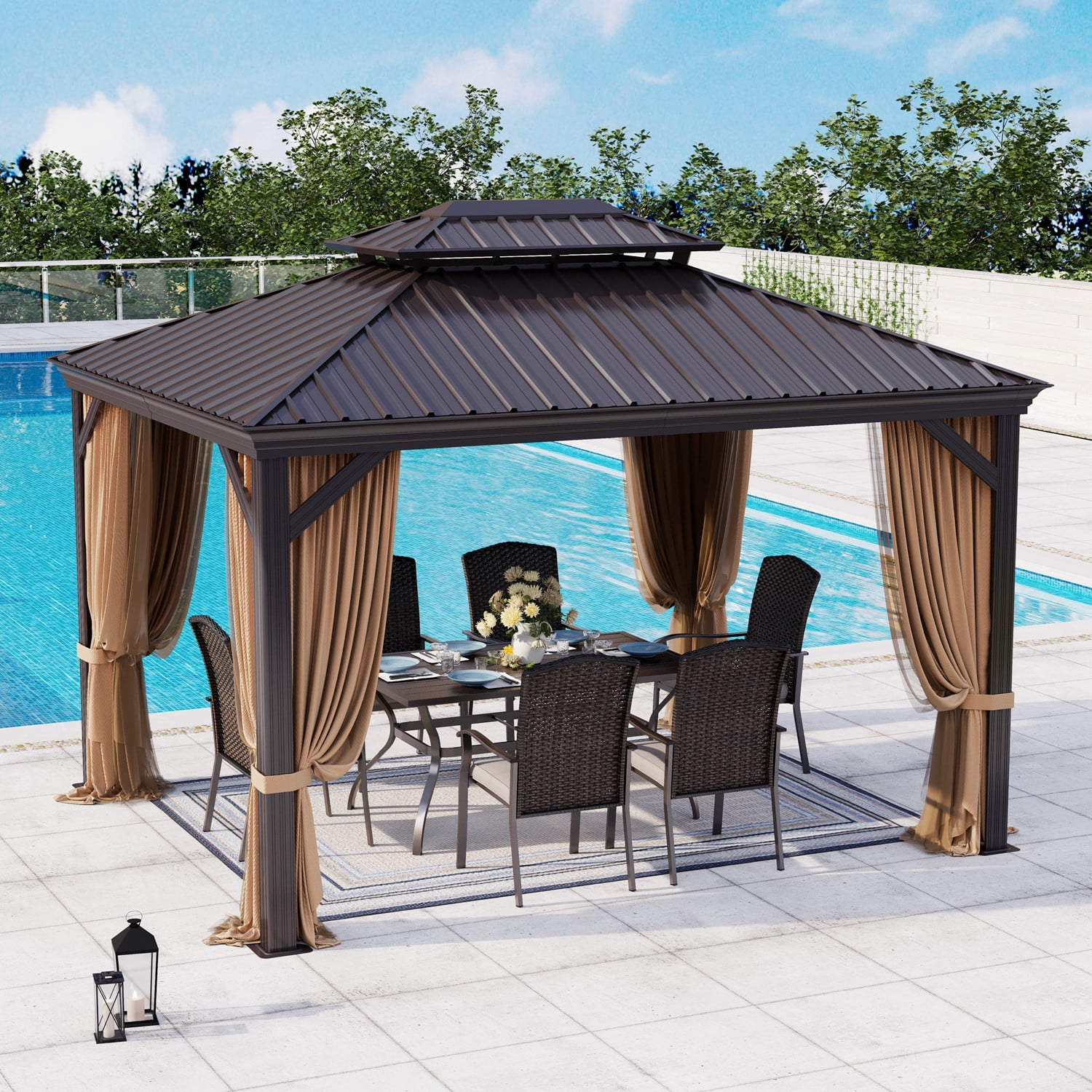 Summit Living 10 x 12 FT Outdoor Hard top Gazebo Aluminum Frame