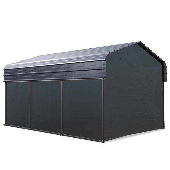 SUMMIT LIVING 10 x 15 ft Outdoor Steel Carport with Side Walls and Galvanized Metal Roof, Heavy Duty Outdoor Garage Car Shelter