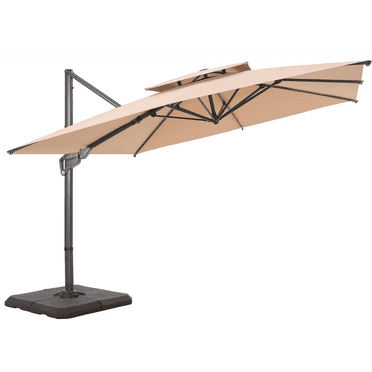 Summit Living 10ft Beige Offset Patio Umbrella, Fade Resistant