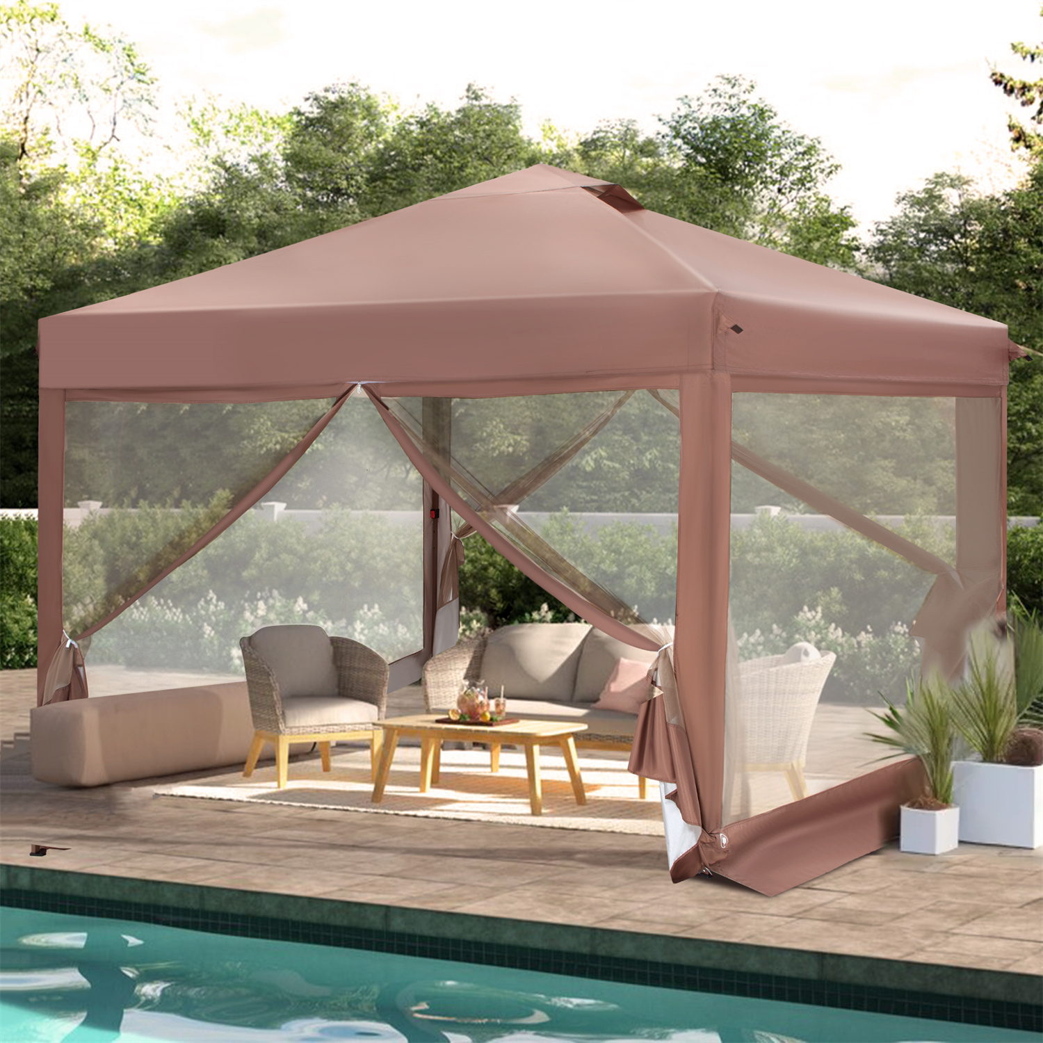 Umbrella Mosquito Net Canopy Patio Table Set Screen House Large