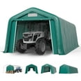 thumbnail image 1 of Summit Living 11 x 24 x 8.4 FT Green All-Weather Outdoor Portable Storage Shed, Steel Peak Style Canopy Carport, Agricultural Storage Shelter Tent, 1 of 9