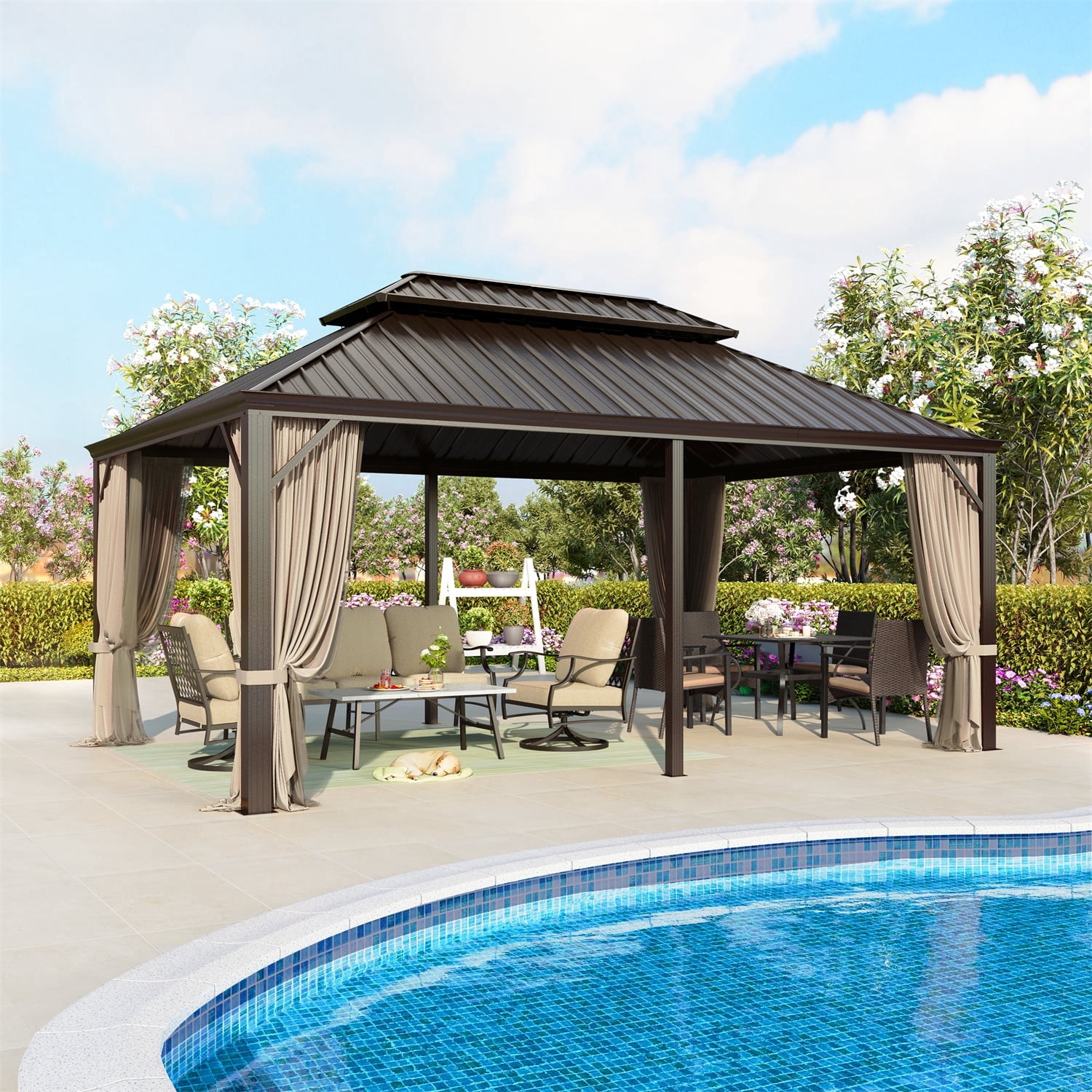 Summit Living 12' x 18' Hardtop Gazebo Aluminum Frame Galvanized Steel