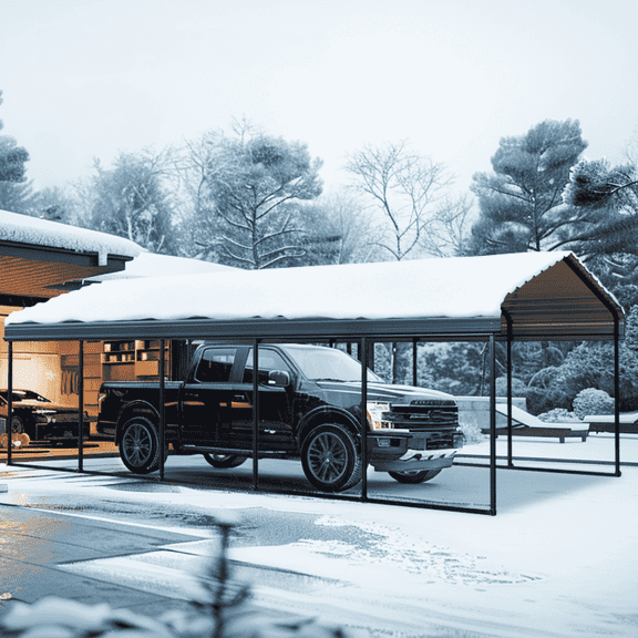 SUMMIT LIVING 12 x 25 ft Metal Carport with Galvanized Steel Panel Roof, Heavy Duty Outdoor Garage Storage Shelter for Cars, Boats, SUV and Truck