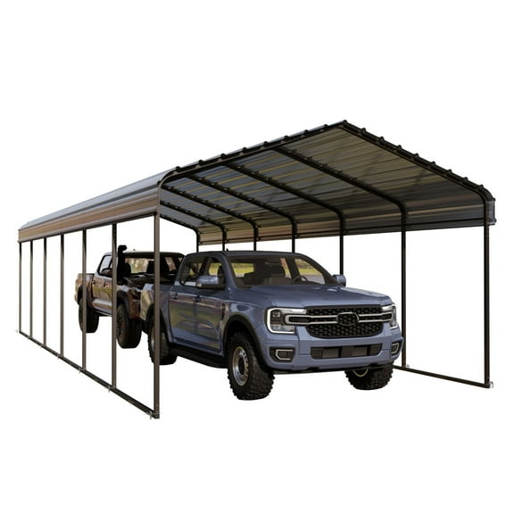 Summit Living 12 x 30 ft Metal Carport with Galvanized Steel Panel Roof, 2 Cars Heavy Duty Carport, Outdoor Garage Shelter for All Weather
