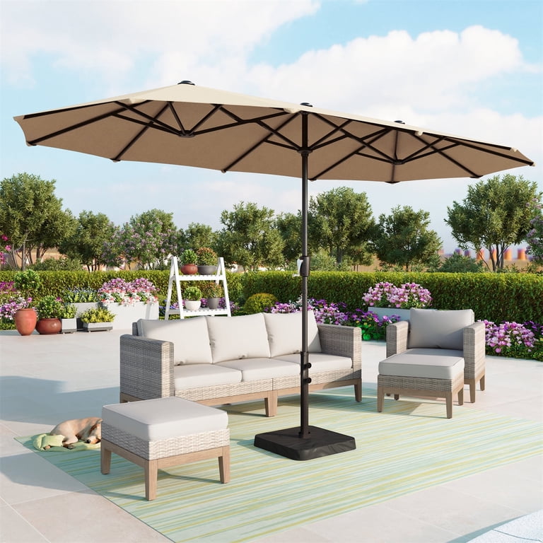 Summit Living Large 13ft Double Sided Garden Patio Umbrella, Outdoor Market  Umbrella, Beige - Walmart.com