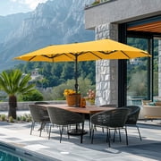 SUMMIT LIVING 13 ft Large Patio Umbrella Double-Sided Rectangular Outdoor Market Table Umbrella for Outside   Gold Yellow