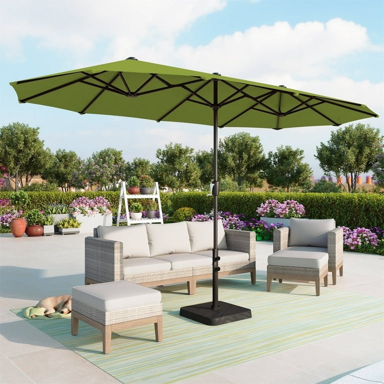 15 ft patio umbrella with stand PHI VILLA 15ft Large Patio Umbrellas with Base Included, Outdoor Doubl   CEPHUSH