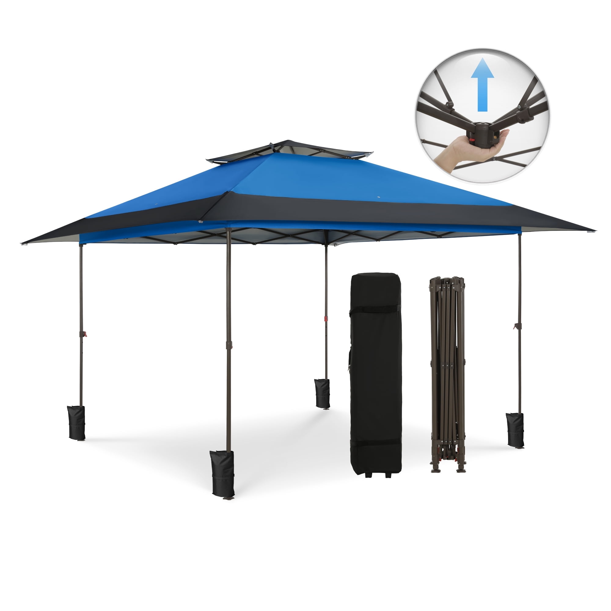 Blue and Beige 13' x 13' Pop-Up Canopy Tent with Steel Frame
