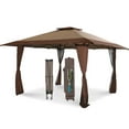 thumbnail image 1 of Summit Living 13 x 13 ft Pop Up Canopy Tents Event Shelter for Outside Party Brown, 1 of 9