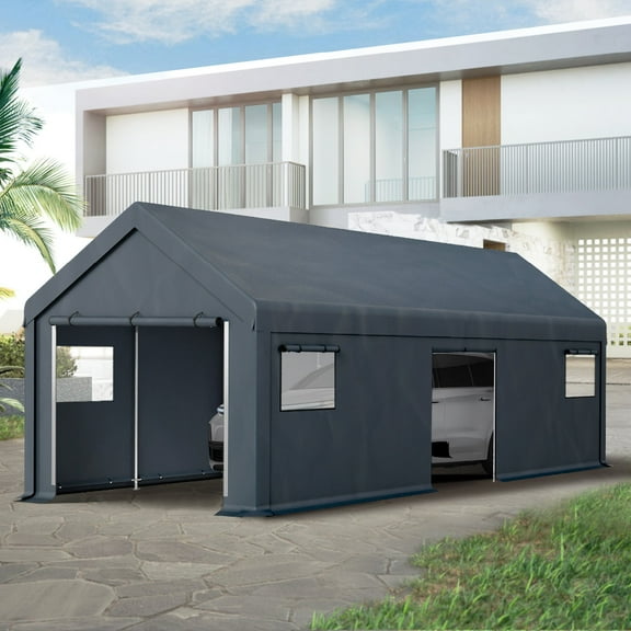 Summit Living 13' x 24' x 9.6' Portable Carport with Removable Sidewalls, Outdoor Storage Shelter, Garage with All-Weather Canopy