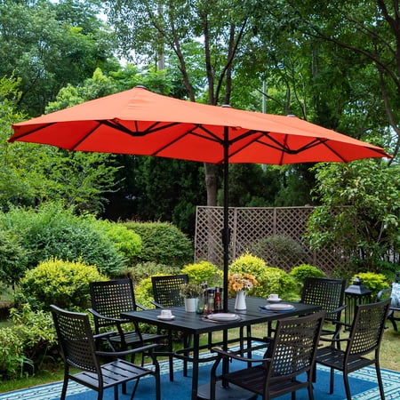 Summit Living 13ft Double-Sided Patio Umbrella Large Outdoor Table Umbrella Red