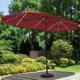 thumbnail image 1 of SUMMIT LIVING 13ft Large Patio Umbrella with Multi-Color LED Solar Lights Double-Sided Rectangular Outdoor Table Umbrella – Burgundy, 1 of 11