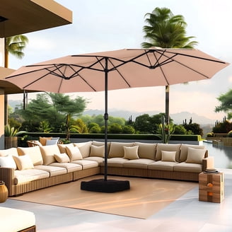 canvas covington rectangular patio umbrella brown Rectangular Patio Umbrellas in Patio Umbrellas | Brown