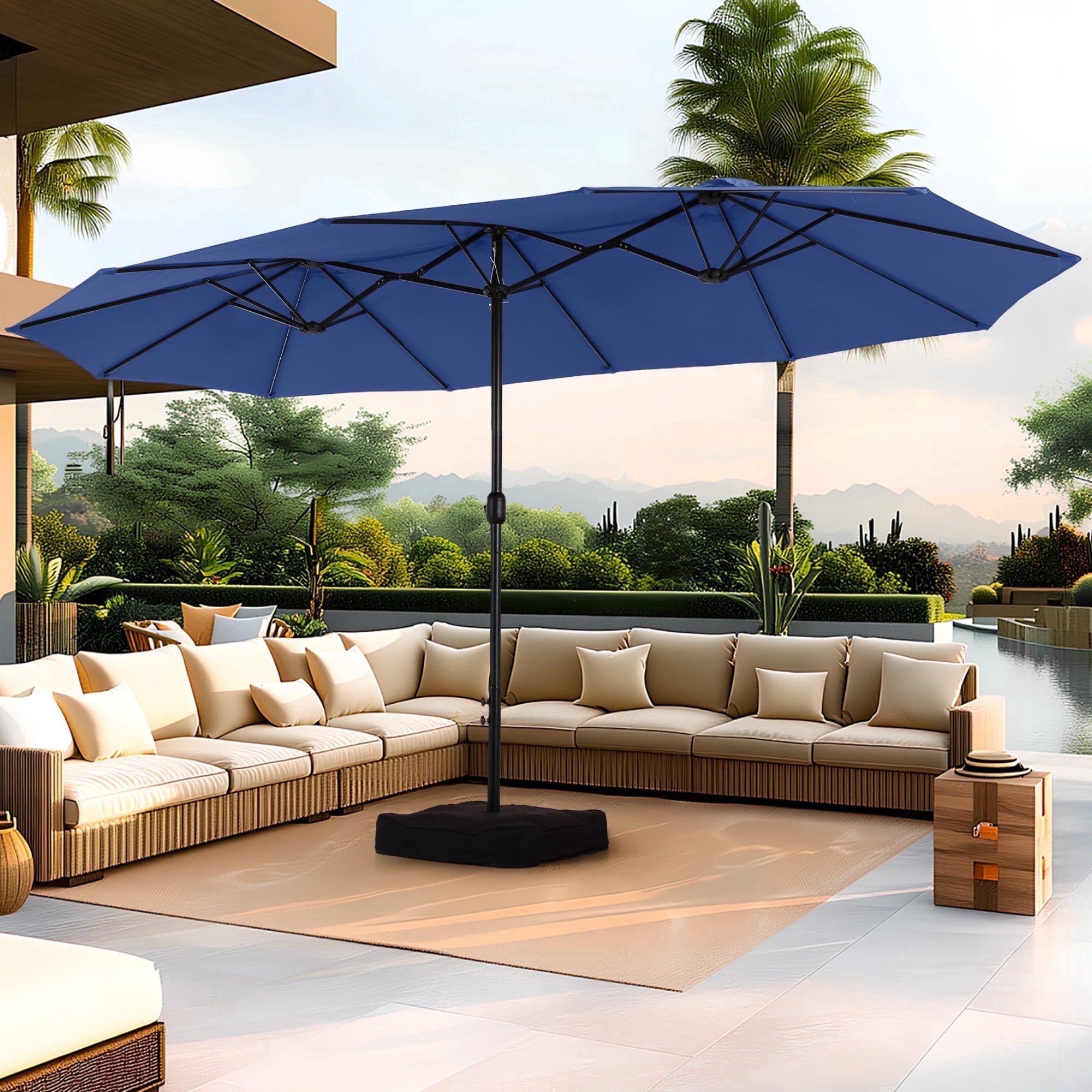5 x 7 patio umbrella Venice 7.5' Square Crank Umbrella White/Black