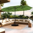 thumbnail image 1 of Summit Living 15 ft Large Patio Umbrella with Base (Included) Double-Sided Rectangular Outdoor Deck Umbrella for Outside - Lime Green, 1 of 9