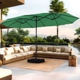 thumbnail image 1 of Summit Living 15 ft Large Patio Umbrella with Base (Included) Double-Sided Rectangular Outdoor Deck Umbrella for Outside - Mint Green, 1 of 10