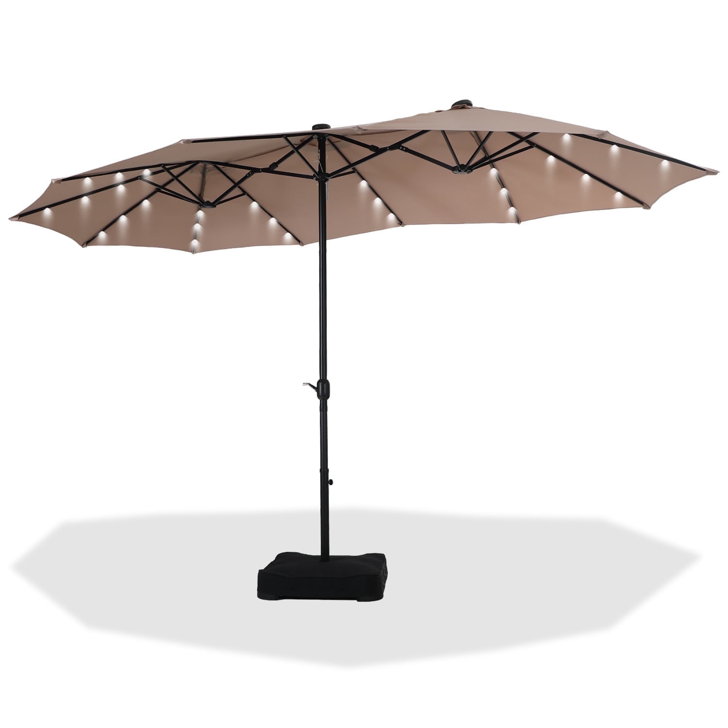 Summit Living 15ft Double-Sided Solar Patio Umbrella with Base ...