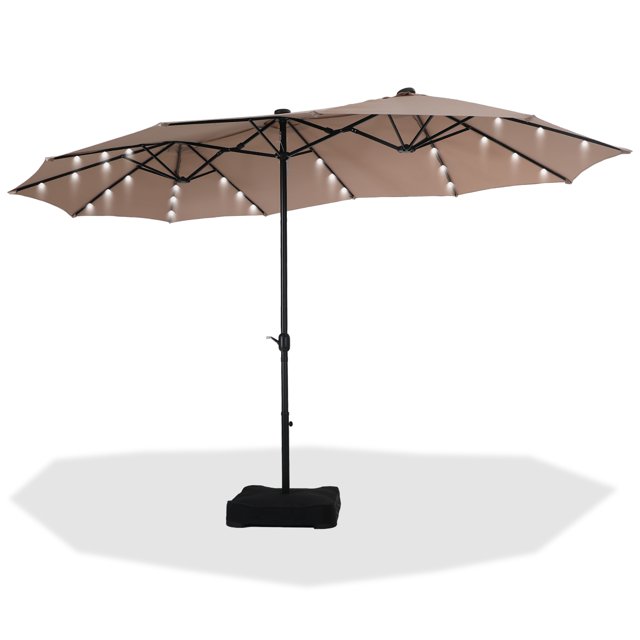 Summit Living 15ft HeavyDuty DoubleSided Solar Patio Umbrella with