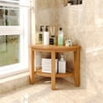 thumbnail image 1 of Summit Living 17.1"H 100% Natural Teak Wood Shower Stool, Bathroom Waterproof Shower Bench for Foot Rest, 1 of 8