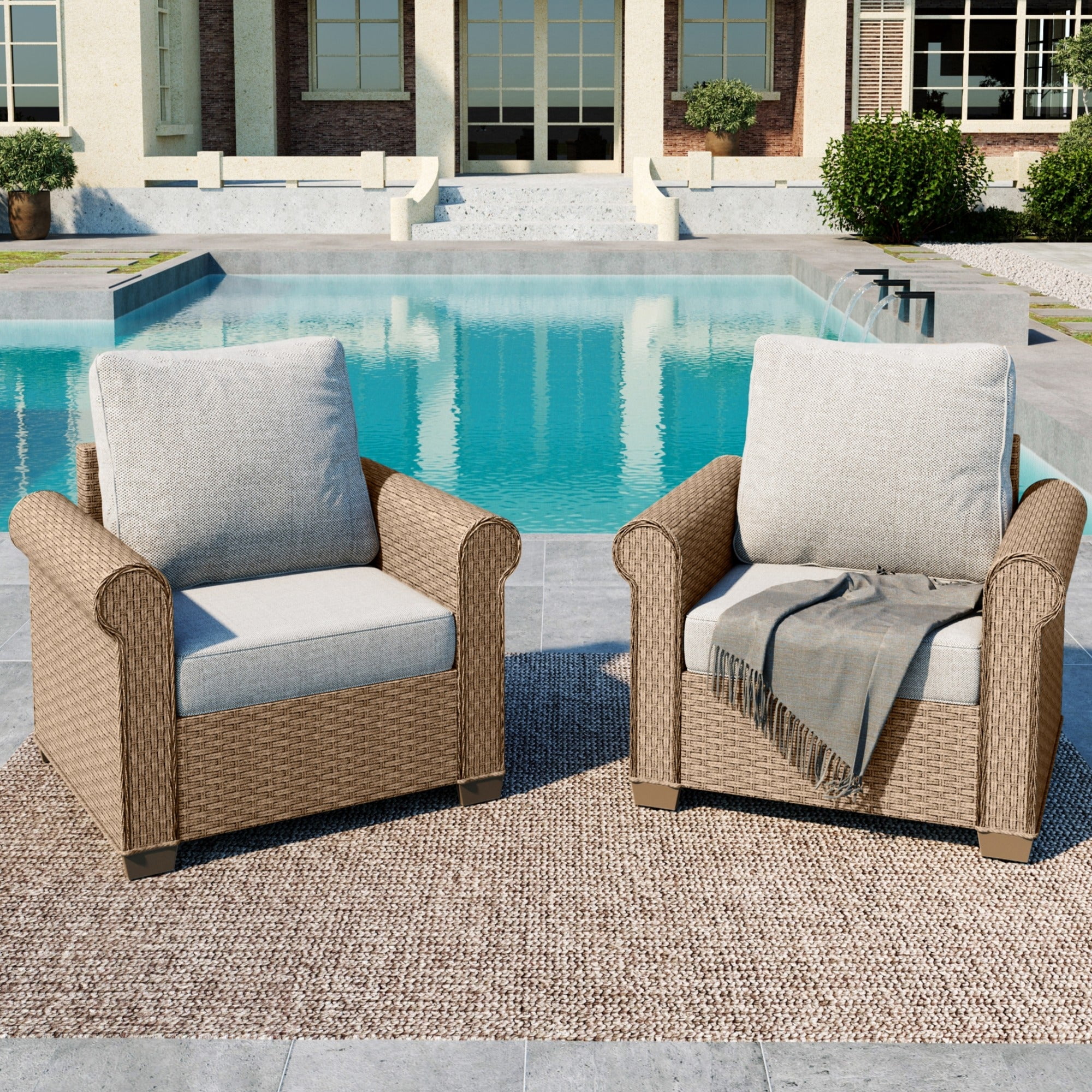 Summit Living 2-Pack Outdoor Wicker Club Lounge Ch