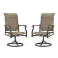 thumbnail image 1 of Summit Living 2-Piece Outdoor Metal Steel Dining Swivel Chairs, Textilene Patio High-Back Padded Rocking Chairs, Grayish-brown, 1 of 9