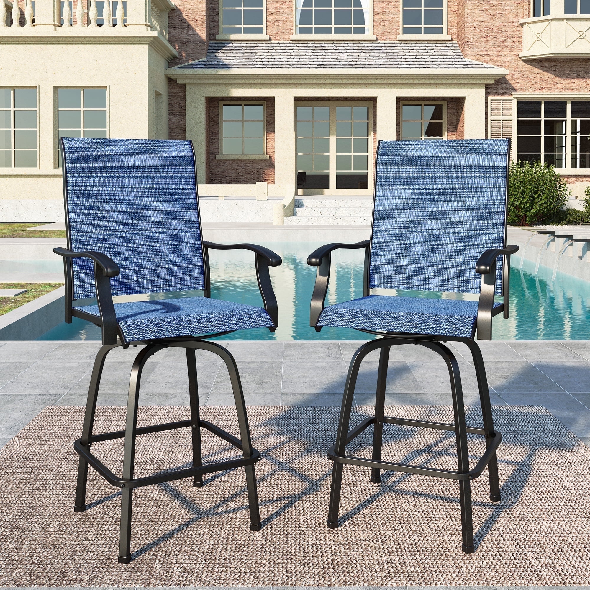 Summit Living Outdoor 2-Piece High Top Metal Swivel Bar Stools